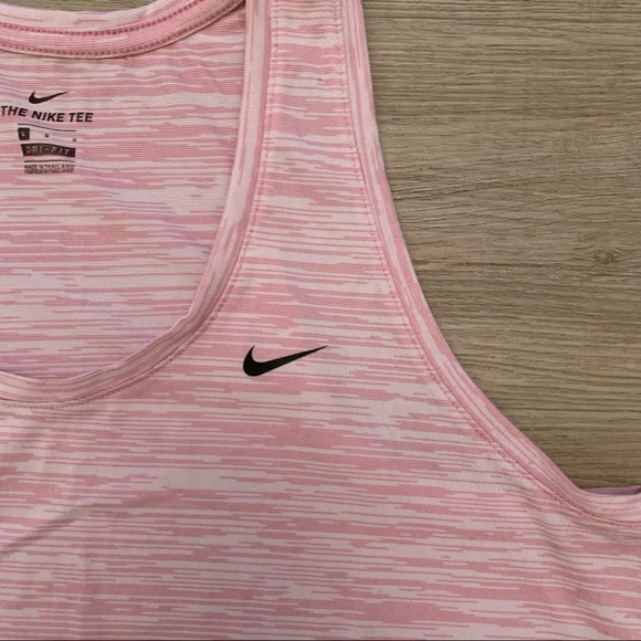Nike Racerback Dri-Fit Tank Top Heathered Pink/White Running Workout Size L - Picture 2 of 5